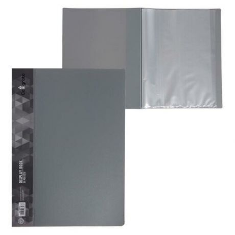 Папка 30 прозрачных вкладышей А4, 15 мм, 600 мкм Сalligrata, карман на корешке, серый
