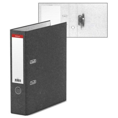 ErichKrause Папка-регистратор А4, 70 мм, BASIC, собранный, мраморный, серый, этикетка на корешке, картон 2 мм, вместимость 450 листов
