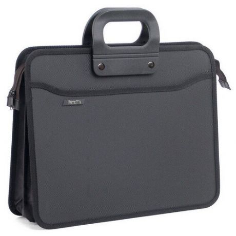 Папка-портфель пластиковая А4+ черная (390x320 мм, 4 отделения, усиленная ручка), 207580