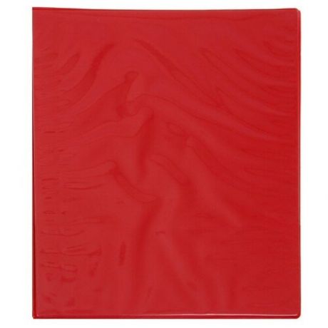 Папка, формат А4, 30 мм "Панорама" на 4-х кольцах, с передним прозрачным карманом, красная, до 160 листов