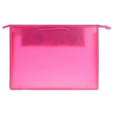 Оникс Папка А3 с ручками пластик, молния сверху, Стандарт, карман внутри, 420 х 343 мм, розовая