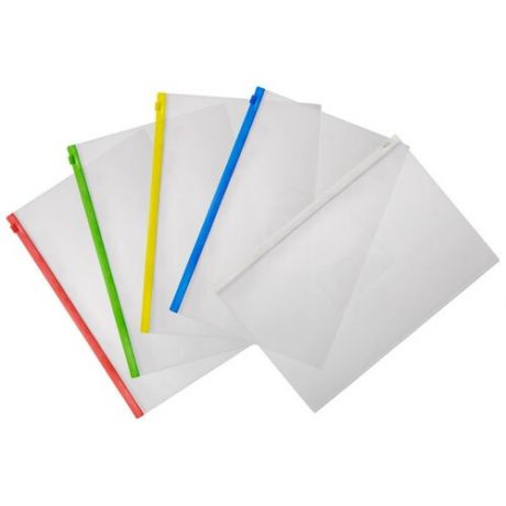 LAMARK417 Папка-конверт на молнии А4, 335х230, толщина 0,15 мм, карман для визитки, ассорти, 12 шт