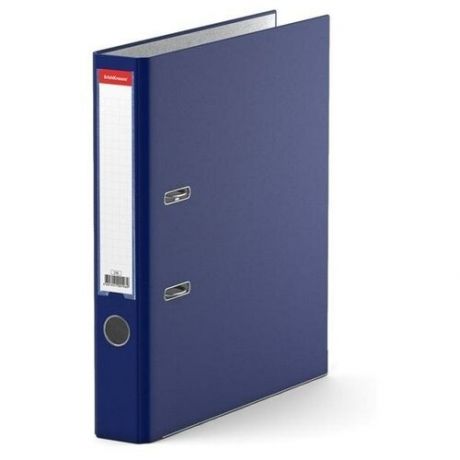 Папка-регистратор А4, 50 мм, Бизнес, собранный, синий, пластиковый карман, металлический кант, кар .