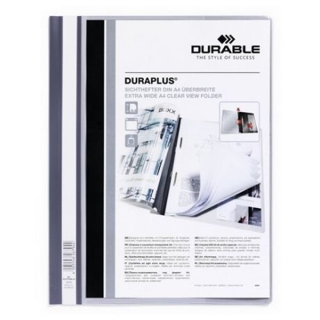 Папка-скоросшиватель Durable Duraplus 257905 A4+ прозрач.верх.лист карман зеленый 257905