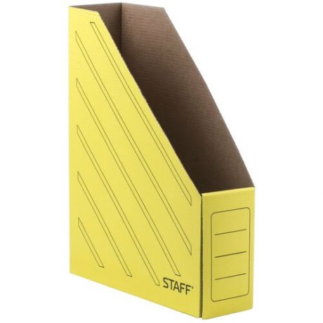 Лоток вертикальный для бумаг (260×320 мм), 75 мм, до 700 листов, микрогофрокартон, STAFF, желтый, 128883