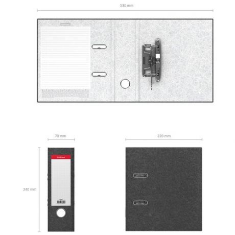 Папка–регистратор с арочным механизмом ErichKrause®, Basic, А5, 70 мм, серый