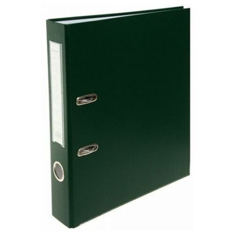 Папка-регистратор А4, 50 мм, PP полипропилен, металлическая окантовка, карман на корешок, собранная, зелёная