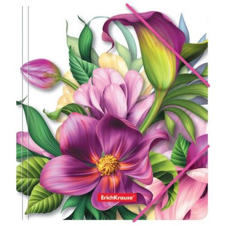 ErichKrause Папка для тетрадей на резинках Tropical Flowers A5+, пластик, многоцветный