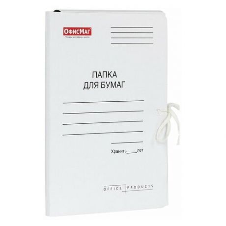 Папка для бумаг с завязками картонная мелованная офисмаг, гарантированная плотность 320 г/м2, до 200 листов, 124568