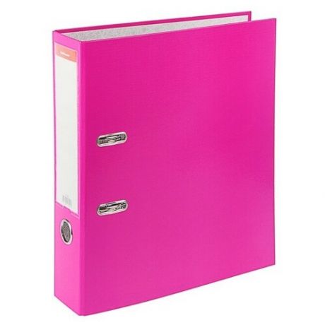 Папка-регистратор А4, 70мм Neon, собранная, розовая, пластиковый карман, картон 2мм, вместимость 450 листов