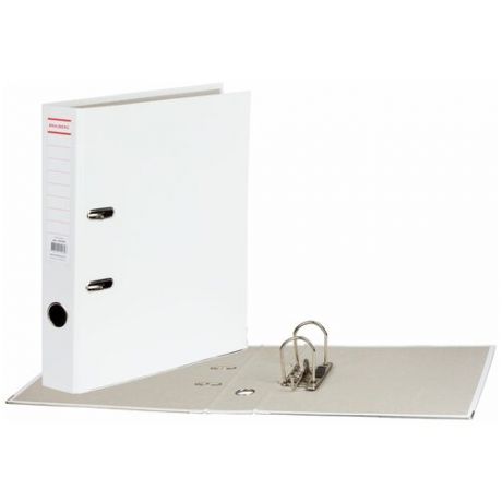 Папка-регистратор, покрытие пластик, 50 мм, прочная, с уголком, BRAUBERG, белая, 226594
