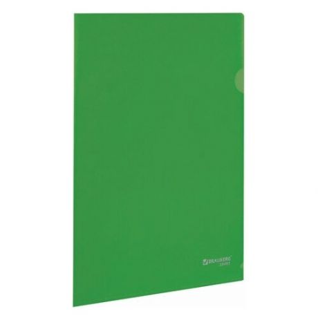 Папки-уголки BRAUBERG жесткая, непрозрачная BRAUBERG, зеленая, 0,15 мм