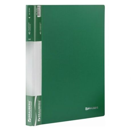 Папка 40 вкладышей BRAUBERG стандарт, комплект 8 шт., зеленая, 0.7 мм, 221601
