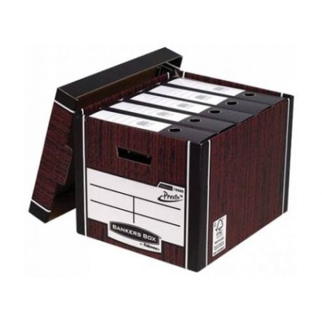 Fellowes Короб архивный Bankers box Woodgrain 285 х 385 х 325 мм, темно-коричневый