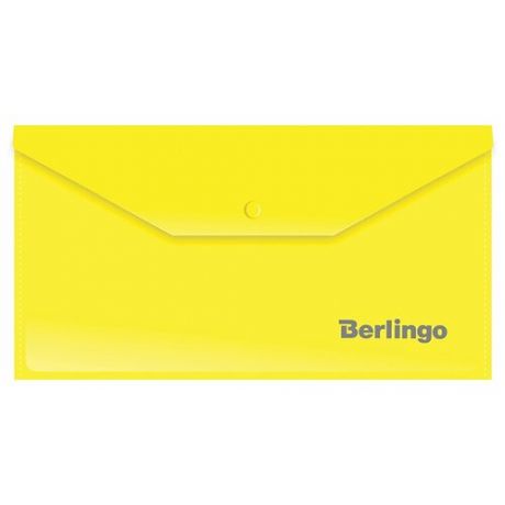 Папка-конверт на кнопке Berlingo, C6, 180мкм, желтая, 5 шт.