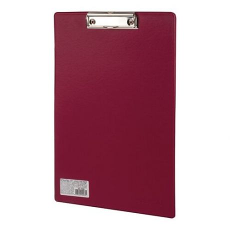 Доска-планшет офисмаг с прижимом А4 (230х350 мм), картон/ПВХ, бордовая, 225988