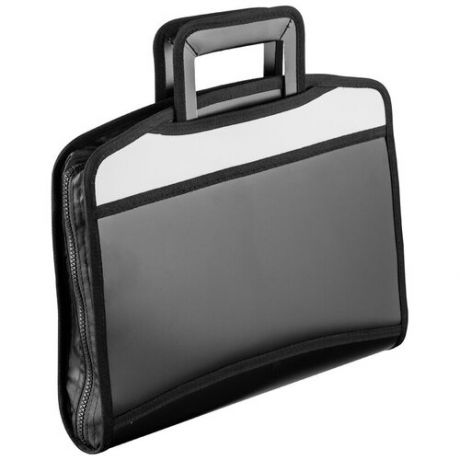 Папка-портфель Attache пластиковая А4+ черная/серая (275x350 мм 5 отделений с выдвижными ручками), 331731