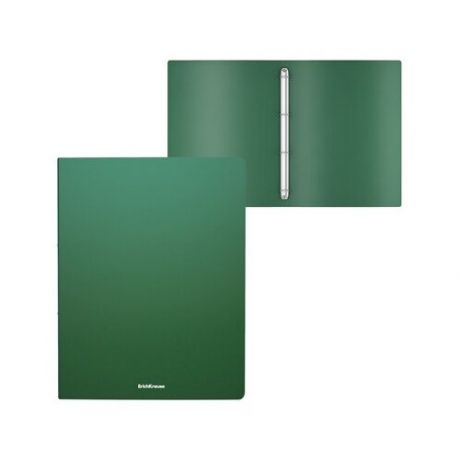 Папка на 4 кольцах пластиковая ErichKrause Matt Classic, 24мм, A4, зеленый 49971