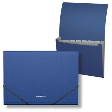 Папка-картотека пластиковая ErichKrause Matt Classic, с 6 отделениями, A4, синий 50415