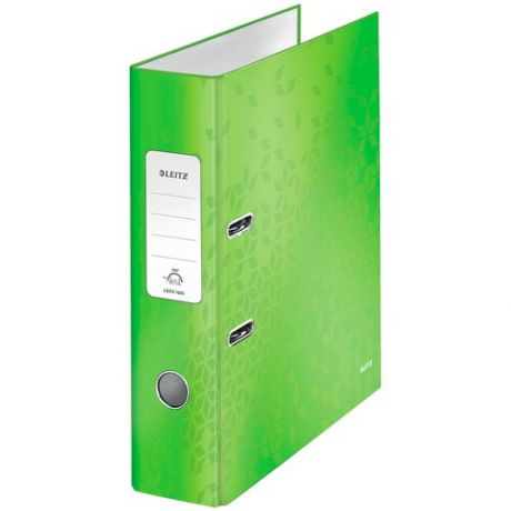Папка-регистратор Leitz WOW 10050054 A4 80мм лам.карт. зеленый без. окант. вместимость 600 листов накл.на кор.