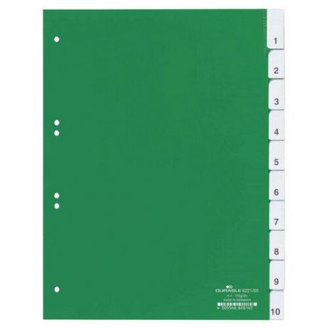 Разделитель DURABLE с вставными ярлычками на 10 разделов, зеленый
