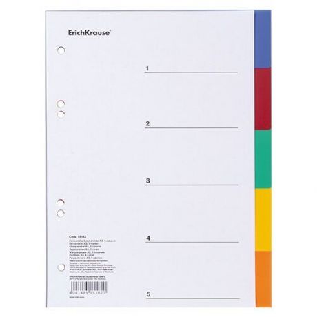 ErichKrause Разделитель листов пластиковый Divider colored A5, 5 листов, разноцветный