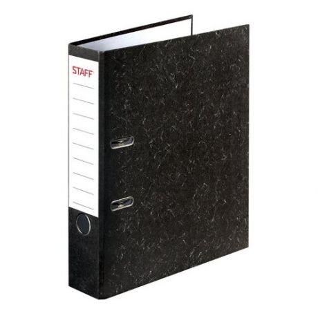 STAFF Папка-регистратор Бюджет с мраморным покрытием без уголка, А4, 50 мм, черный под мрамор