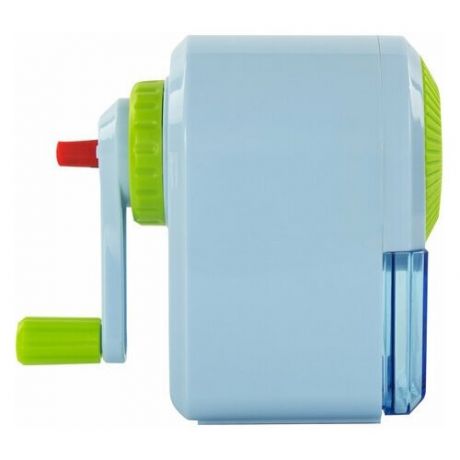 Точилка механическая юнландия "Basic", для ч/гр и цветных карандашей, крепление к столу, корпус голубой с зеленым, 228627