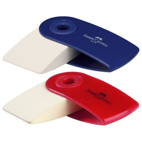 Ластик Faber-Castell "Sleeve Mini", прямоугольный, 54*25*13мм, красный/синий пластиковый футляр