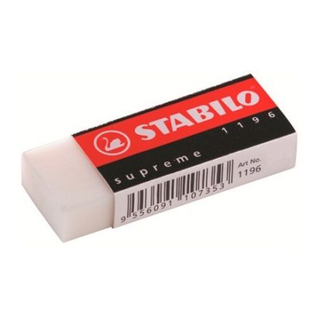 Ластик STABILO supreme 1196, пластик, карт.чехол 62?22?12 мм.