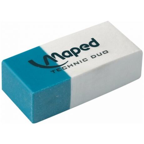 Ластик MAPED (Франция) «Technic Duo», 39×17,6×12,1 мм, бело-синий, прямоугольный, 511710