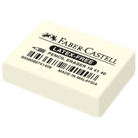 Ластик FABER-CASTELL "Latex-Free", 37x25x7 мм, белый, прямоугольный, 184140