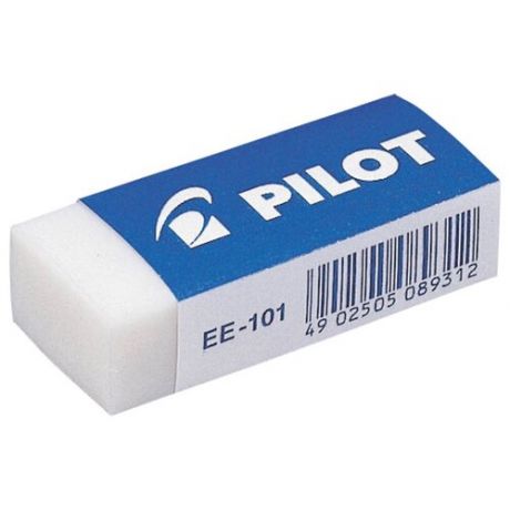 Ластик PILOT, 45х20х12 мм, прямоугольный, белый, картонный держатель, EE-101