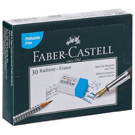 Faber-Castell Набор ластиков PHT-Free 188230, 30 шт. белый/синий