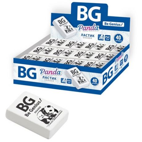 Ластик BG "Panda", прямоугольный, термопластичная резина, ассорти, 33*21*9мм, 40 шт.