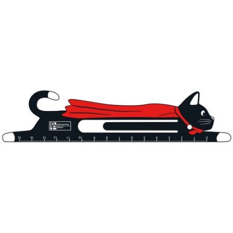 Линейка-закладка "Черный кот", 15 см