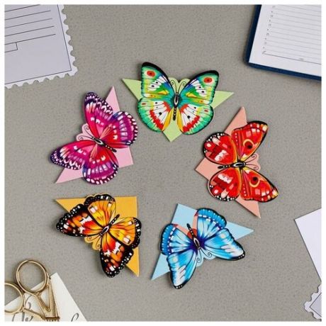 Набор фигурных закладок "Бабочки" 12 х 12 см