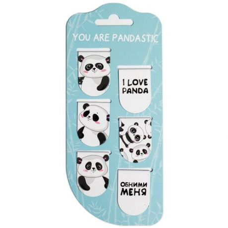 Закладки магнитные на подложке You are pandastiс, 6 шт