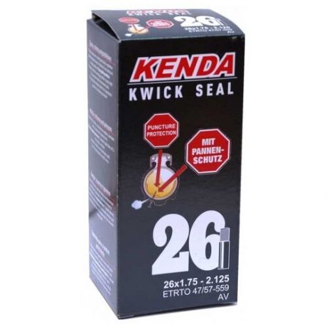 Велосипедная камера 26" x 2.125" Kenda Kwik Seal антипрокольная с герметиком 47/57-559 черный
