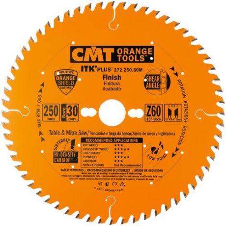 Cmt Диск пильный 250x30x2,4/1,6 15° 10° ATB + 8° SHEAR Z=60 272.250.60M CMT