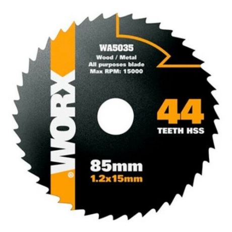 Пильный диск по металлу WORX WA5035, 44T HSS 85х1.2х15 мм