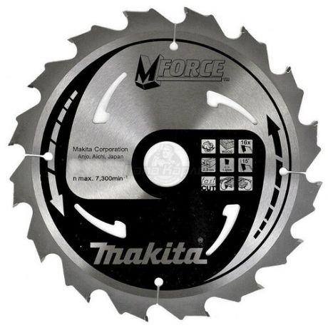 Диск Makita M-force B-31201 пильный по дереву 165x20mm 16 зубьев