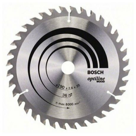 Пильный диск Bosch Optiline Wood 190х20х2,6/1,6 мм (36зуб) (2608640613)