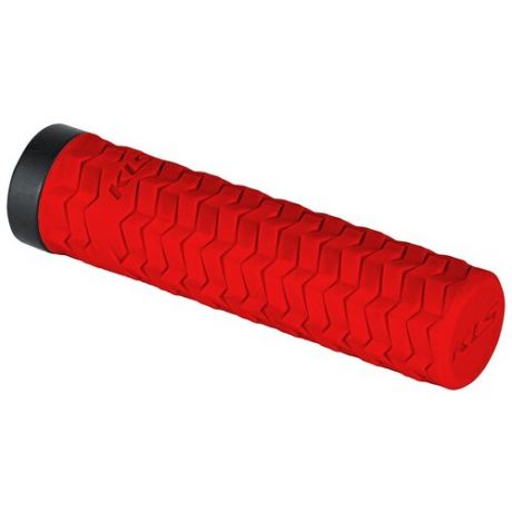 Грипсы KLS POISON SINGLE LockON красные 135мм, 1 грипстоп, Kraton, пластиковые заглушки. Для агрессивного катания