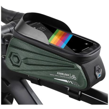 Велосипедная водонепроницаемая сумка для телефона West Biking с креплением на раму, с доступом к сенсорному экрану до 7 дюймов, темно-зеленая