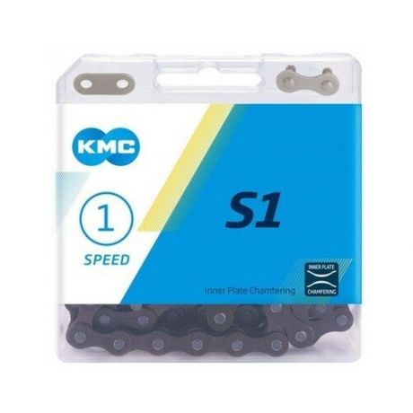 Цепь для велосипеда KMC S1 Wide Brown, 1/2"х1/8", 112 звеньев, 8.6 мм, для 1 скорости, замок в комплекте, коричневая