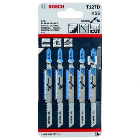 Bosch 2608631017 5 лобзиковых пилок T 127 D, HSS