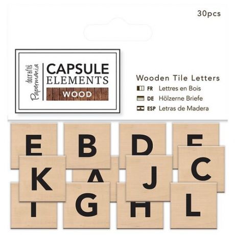 Набор букв Elements Wood на основе из дерева, 30 шт 20 x 20 мм