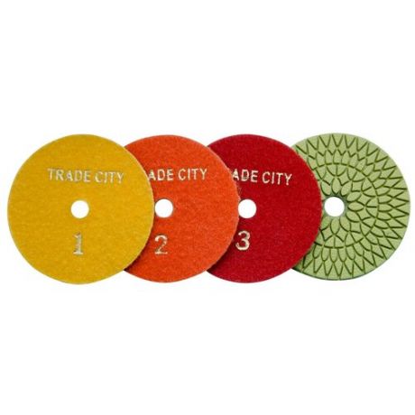 Алмазные гибкие шлифовальные круги TRADECITY Цветочек Pads 4- STEP 100D комплект