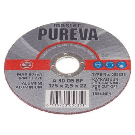 Круг отрезной по алюминию Pureva 125х22х2,5 мм